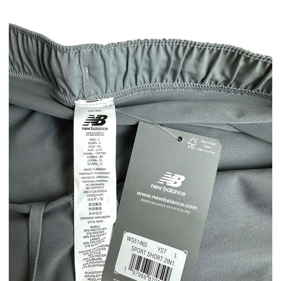 NEW BALANCE Women's 2-in1 Sport Shorts Training Running Under Short Size L Gray - Picture 3 of 6